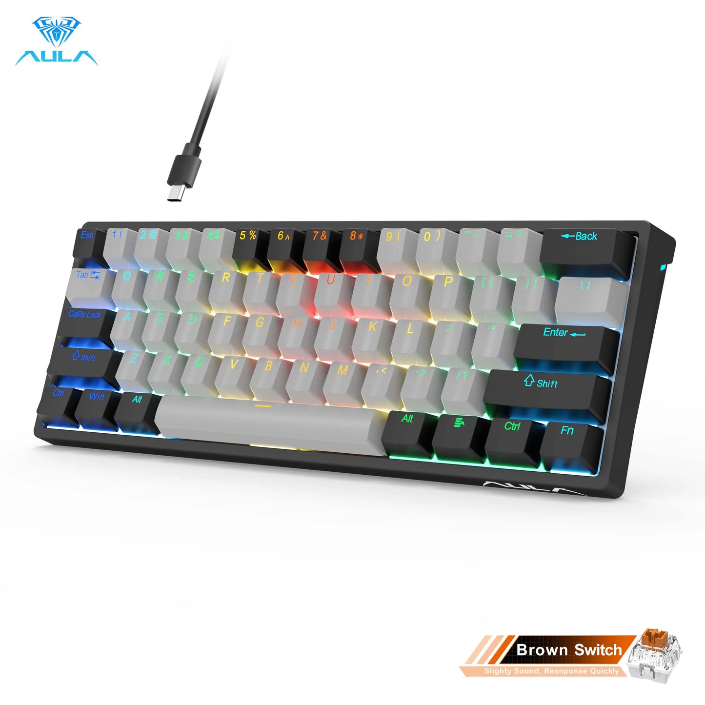 AULA RGB 60 Percent Wired Gaming Mechanical Keyboard Mini