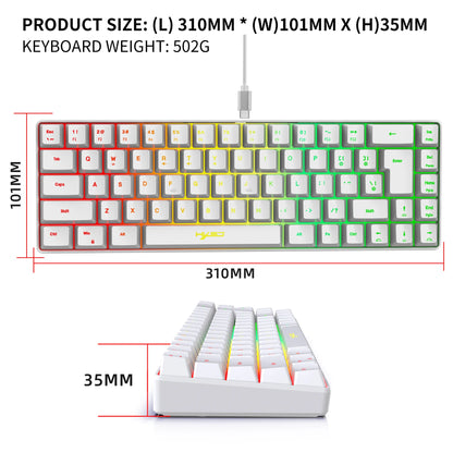 68 Keys Gaming Keyboard USB Wired Portable RGB