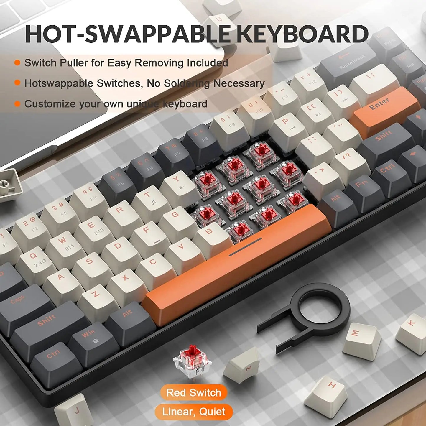 Wireless Mechanical Keyboard Bluetooth Dual Mode Hot-Swappable