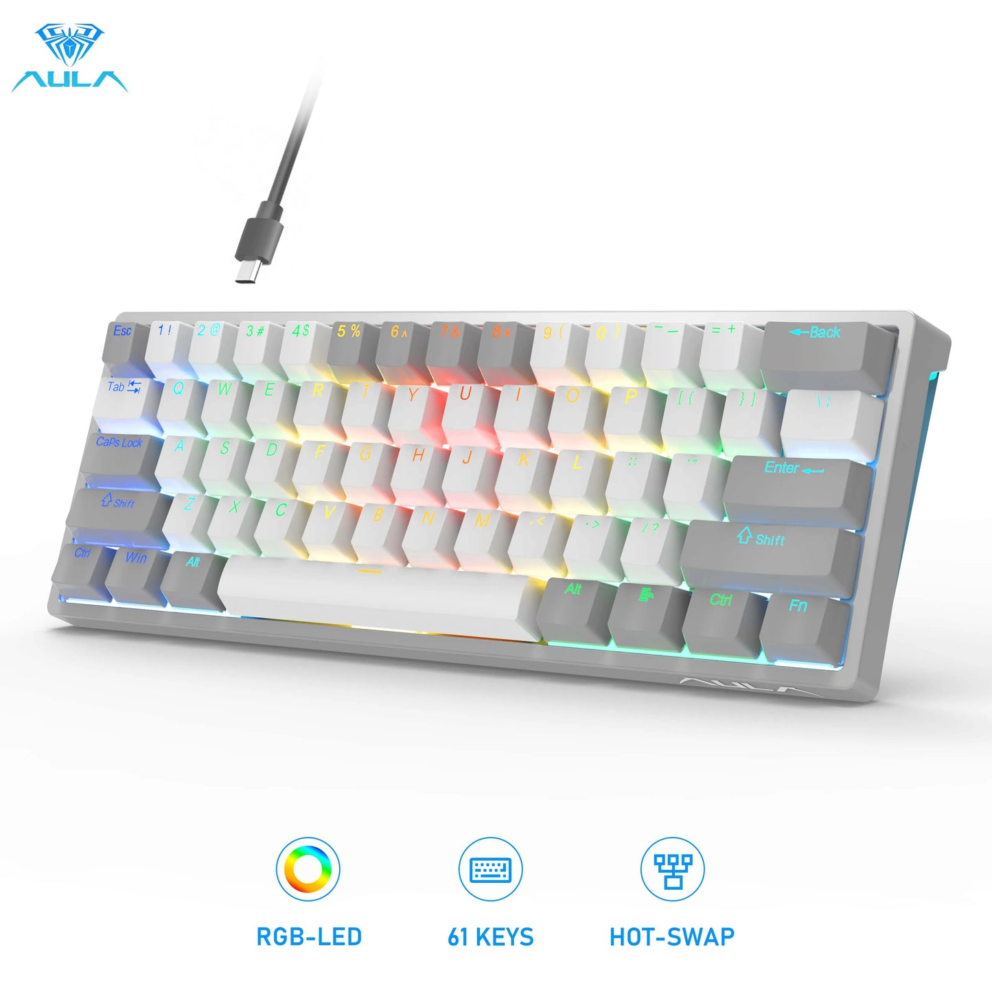 AULA RGB 60 Percent Wired Gaming Mechanical Keyboard Mini