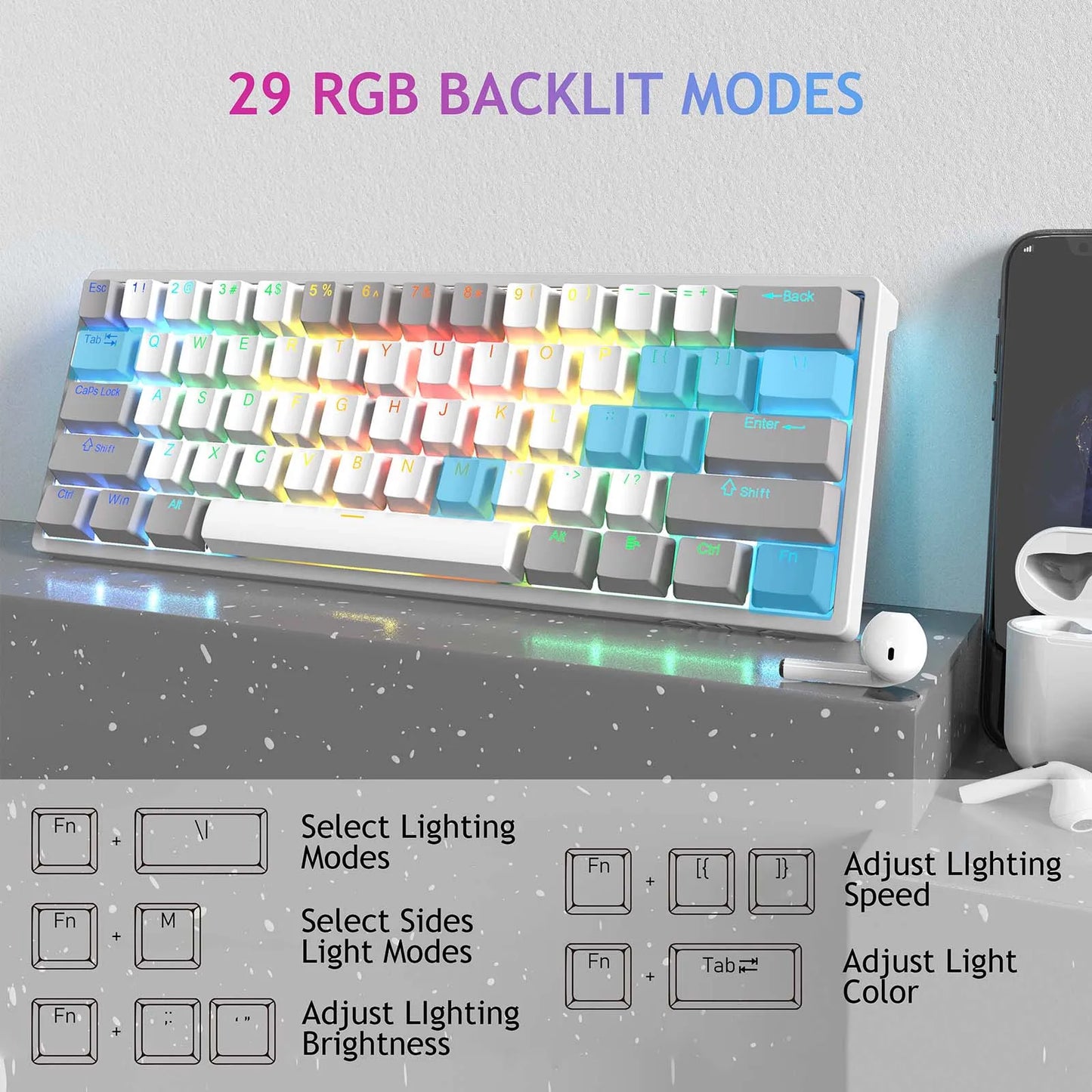 AULA RGB 60 Percent Wired Gaming Mechanical Keyboard Mini