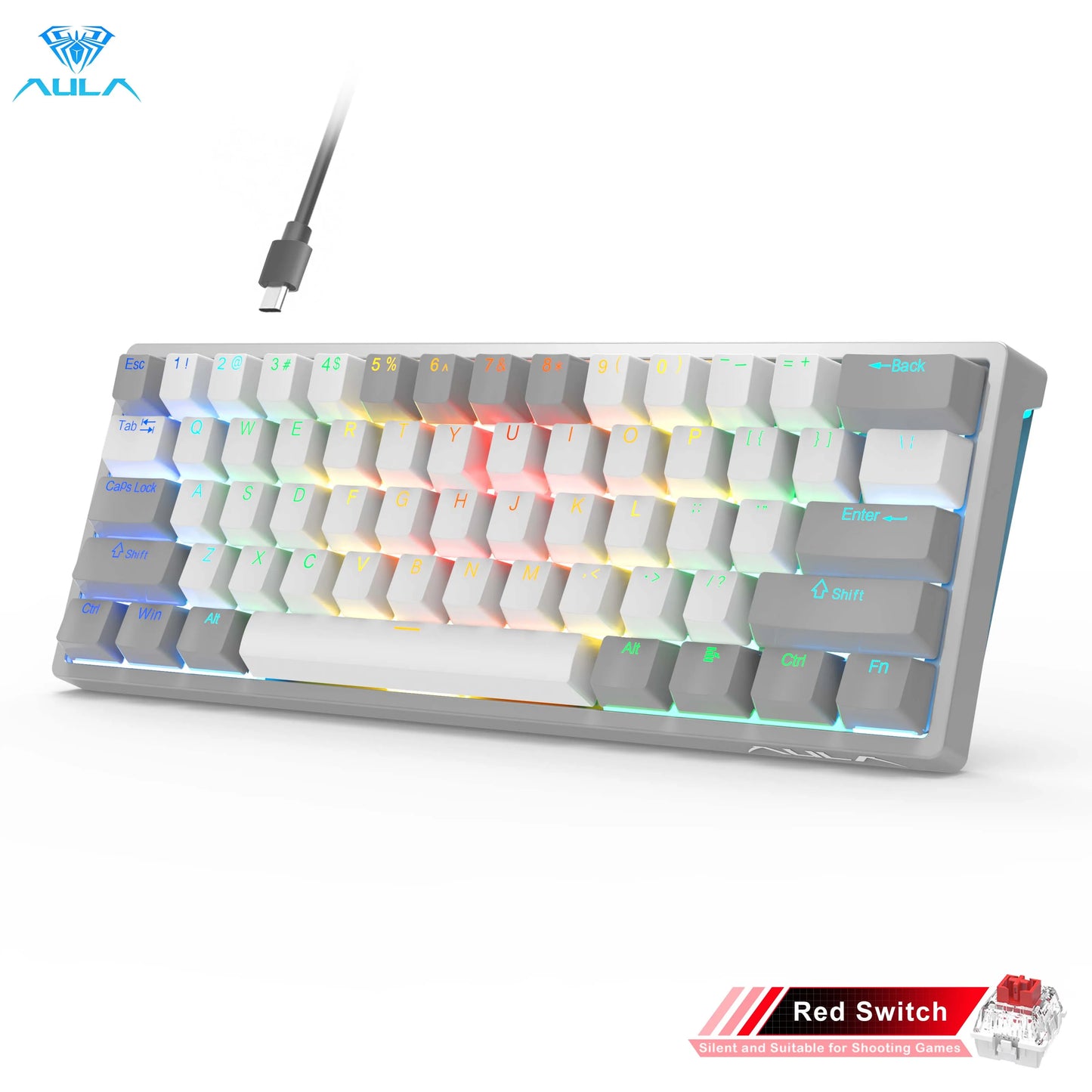 AULA RGB 60 Percent Wired Gaming Mechanical Keyboard Mini