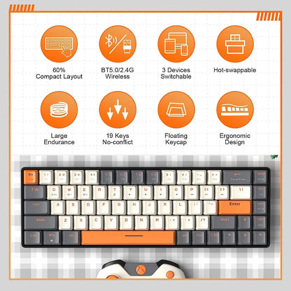 Wireless Mechanical Keyboard Bluetooth Dual Mode Hot-Swappable